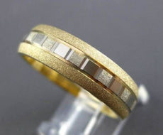 ESTATE 14KT TWO TONE GOLD SQUARE DIAMOND CUT WEDDING ANNIVERSARY RING 6mm #23519