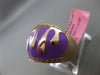 ESTATE WIDE .25CT DIAMOND 14K ROSE GOLD 3D PURPLE ENAMEL MELTING FUN RING 16.5mm