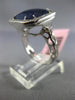 ESTATE LARGE 5.52CT DIAMOND & AAA SODALITE 14KT WHITE GOLD 3D OPEN FILIGREE RING