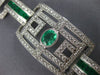 ESTATE EXTRA LARGE 14.61CT DIAMOND & AAA EMERALD 18KT WHITE GOLD TENNIS BRACELET