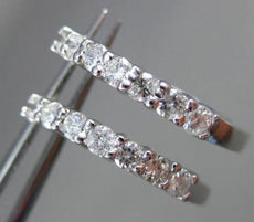 ESTATE .50CT ROUND CUT DIAMOND 14KT WHITE GOLD CLASSIC 6 STONE HUGGIE EARRINGS