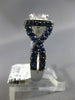 ESTATE LARGE 2.19CT DIAMOND & AAA SAPPHIRE 14KT WHITE GOLD HALO ENGAGEMENT RING