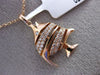 ESTATE .26CT DIAMOND 14KT ROSE GOLD HANDCRAFTED 3D LUCKY FISH FLOATING PENDANT