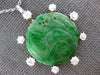ANTIQUE LARGE 1.12CT DIAMOND & AAA JADE 18KT WHITE GOLD & PLATINUM BIRD PENDANT