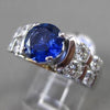 ESTATE LARGE 3.64CT DIAMOND & AAA SAPPHIRE 18KT WHITE GOLD 3D ENGAGEMENT RING
