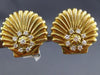 ANTIQUE LARGE 1.0CT ROUND DIAMOND 18KT GOLD CLASSIC SHELL EARRINGS E VVS #2241