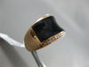 ESTATE WIDE .18CT DIAMOND 14KT ROSE GOLD 3D BLACK ENAMEL CONCAVE RING 13mm WIDE