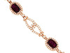 ESTATE WIDE 4.69CT DIAMOND AAA RUBY 14K ROSE GOLD HALO LOVE KNOT TENNIS BRACELET