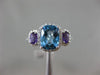 ESTATE 2.13CT ROUND DIAMOND & AAA AMETHYST & BLUE TOPAZ 14K WHITE GOLD HALO RING