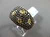 ESTATE 1.88CT YELLOW & CHOCOLATE FANCY DIAMOND 18KT TWO TONE GOLD MULTI ROW RING