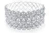 EXTRA LARGE 14.04CT DIAMOND 18K WHITE GOLD ROUND FLORAL FILIGREE BANGLE BRACELET