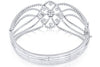 EXTRA LARGE 6.98CT DIAMOND 18K WHITE GOLD FLOWER MULTI LEAF CUFF BANGLE BRACELET