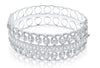 EXTRA LARGE 10.75CT DIAMOND 18K WHITE GOLD ROUND FLORAL FILIGREE BANGLE BRACELET