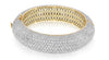 EXTRA LARGE 38.97CT DIAMOND 18K YELLOW GOLD MULTI ROW ROUND PAVE BANGLE BRACELET