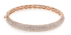4.38CT DIAMOND 14KT ROSE GOLD MULTI ROW PAVE SEMI ETERNITY CUFF BANGLE BRACELET