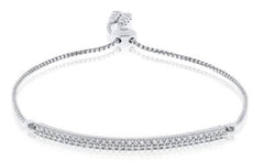 .58CT DIAMOND 18KT WHITE GOLD 3D CLASSIC TWO ROW PAVE BAR LOVE TENNIS BRACELET