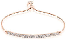.42CT DIAMOND 18K ROSE GOLD 2 ROW BAR FLEXIBLE ADJUSTABLE SQUARE TENNIS BRACELET