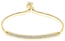 .42CT DIAMOND 18KT YELLOW GOLD 2 ROW FLEXIBLE ADJUSTABLE SQUARE TENNIS BRACELET