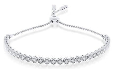 .73CT DIAMOND 18KT WHITE GOLD HEXAGON SEMI ETERNITY ADJUSTABLE TENNIS BRACELET