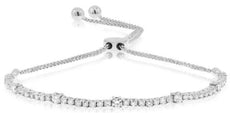 1.07CT DIAMOND 18KT WHITE GOLD 3D ROUND SEMI ETERNITY ADJUSTABLE TENNIS BRACELET