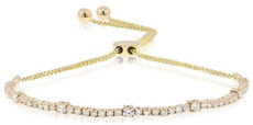 1.06CT DIAMOND 18KT YELLOW GOLD ROUND SEMI ETERNITY ADJUSTABLE TENNIS BRACELET