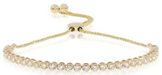 1.31CT DIAMOND 18KT YELLOW GOLD BEZEL ADJUSTABLE SEMI ETERNITY TENNIS BRACELET
