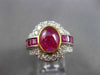 ANTIQUE LARGE 5.61CT DIAMOND & AAA CABOCHON RUBY PLATINUM 3D ENGAGEMENT RING