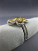 ESTATE LARGE 1.46CT MULTI COLOR DIAMOND 14KT 2 TONE GOLD MULTI SHAPE FLOWER RING