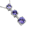 ESTATE .85CT TANZANITE 14KT WHITE GOLD CLASSIC 3 STONE JOURNEY FLOATING PENDANT