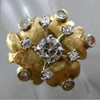 ANTIQUE LARGE .83CT ROUND OLD MINE DIAMOND 14KT WHITE & YELLOW GOLD FLOWER RING