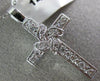 ANTIQUE .26CT ROUND DIAMOND 14KT WHITE GOLD CLASSIC FLORAL CROSS PENDANT #20833