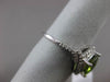 ESTATE WIDE 2.21CT DIAMOND & AAA EXTRA FACET PERIDOT 14KT WHITE GOLD SQUARE RING
