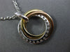 LARGE .57CT DIAMOND 18KT TRI COLOR 3D GOLD CIRCLE OF LIFE INTERTWINING PENDANT