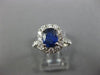 ESTATE LARGE 2.17CT DIAMOND & AAA SAPPHIRE 18KT WHITE GOLD HALO ENGAGEMENT RING