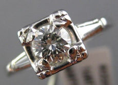 ANTIQUE OLD MINE .54CT ROUND CUT DIAMOND 14KT WHITE GOLD ENGAGEMENT RING #22209