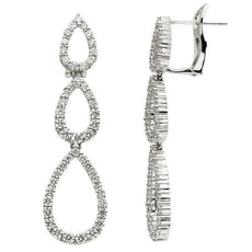 ESTATE LARGE 2.0CT DIAMOND 18K WHITE GOLD 3D TEAR DROP JOURNEY HANGING EARRINGS