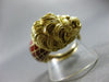 ANTIQUE LARGE 14KT YELLOW GOLD 3D HANDCRAFTED RED ENAMEL SNAKE LION FUN RING