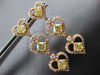 ESTATE 3.58CT WHITE & FANCY YELLOW DIAMOND 18K ROSE GOLD 3D MULTI HEART EARRINGS