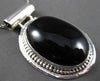 ESTATE LARGE 925 SILVER & AAA BLACK ONYX OVAL MILGRAIN FLOATING PENDANT #2967