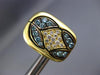 ESTATE 2.20CT WHITE & BLUE DIAMOND 18K TWO TONE GOLD 3D FLOWER FILIGREE EARRINGS