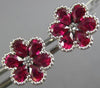 ESTATE LARGE 1.42CT DIAMOND & AAA RUBY 18KT WHITE GOLD 3D FILIGREE STUD EARRINGS