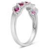 ESTATE .59CT DIAMOND & AAA RUBY 14KT WHITE GOLD 3D LEAF ETOILE ANNIVERSARY RING