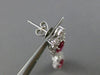 ESTATE LARGE CERTIFIED 4.77CT DIAMOND & RUBY 18KT WHITE GOLD FLORAL EARRINGS E/F