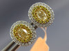ESTATE 1.02CT WHITE & FANCY YELLOW DIAMOND 18KT 2 TONE GOLD DOUBLE HALO EARRINGS