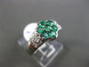 ESTATE WIDE .90CT DIAMOND & AAA COLOMBIAN EMERALD PLATINUM 3D FLOWER RING