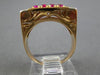 ANTIQUE WIDE 1.62CT ROSE CUT DIAMOND & RUBY 14K TWO TONE GOLD OPEN FILIGREE RING