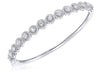 1.79CT DIAMOND 18KT WHITE GOLD ROUND FLOWER HALO SEMI ETERNITY BANGLE BRACELET