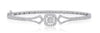 ESTATE .91CT DIAMOND 18KT WHITE GOLD 3D CLUSTER SQUARE LOVE BANGLE BRACELET