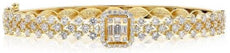 2.90CT DIAMOND 18KT YELLOW GOLD 3D ROUND CLUSTER INVISIBLE CUFF BANGLE BRACELET