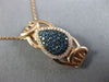ESTATE .42CT WHITE & BLUE DIAMOND 14KT ROSE GOLD MOON CLUSTER TEAR DROP PENDANT